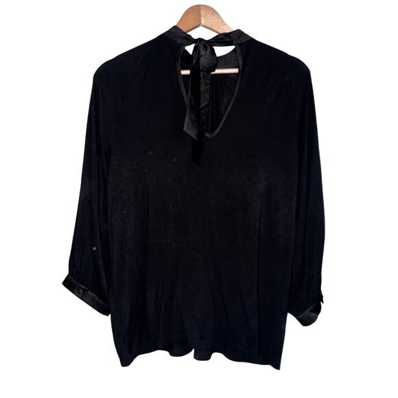 ModCloth Solid Black Top with Tie Size Small - Picture 4 of 8